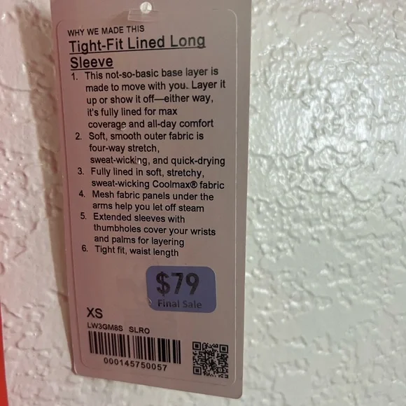 🦋3xHP!!🦋 Lululemon | NWT Cropped Tight-Fit Lined Long-Sleeve Shirt - Picture 8 of 12